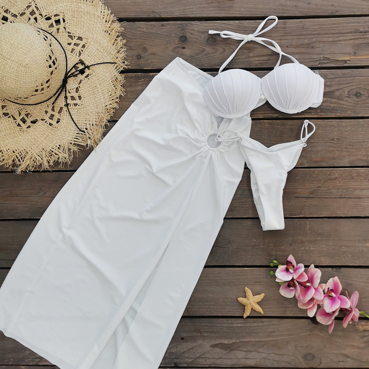 Regular Fit Fit Type Solid Color Pattern Women's Gender Women's Sexy Solid Color 3 Pieces Set Bikinis Swimwear