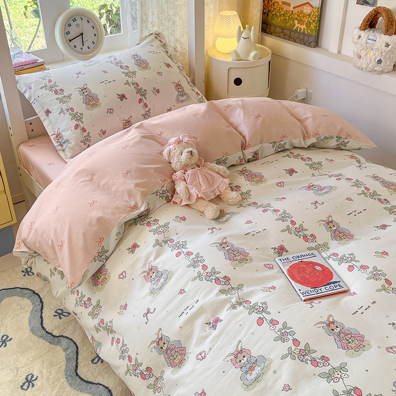 Juego de cama de dormitorio de estudiantes universitarios de tres piezas de algodón puro 2025 nueva ropa de cama con funda de edredón individual