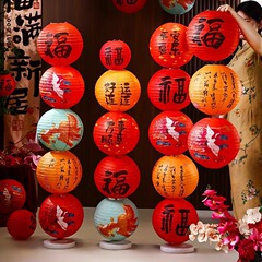 锁美家居新年喜庆中国风国庆古风纸灯笼商场户外装饰氛围布置挂饰