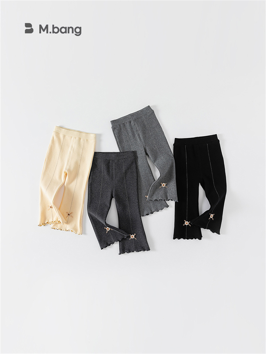 Youbao ropa para niños niña versión coreana de las polainas de las niñas de punto elástico primavera y otoño pantalones para niños pantalones acampanados QK22085