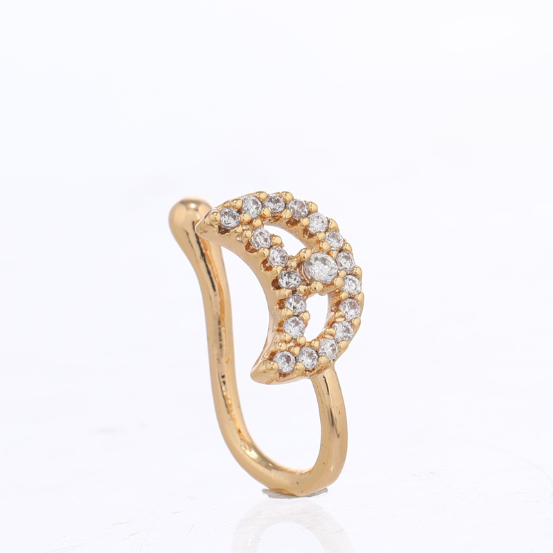 Fashion Moon Crown Alloy Inlay Zircon Nose Ring 1 Piece