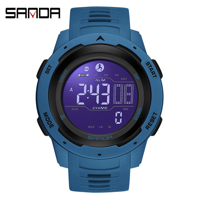 Sanda SANSDA calorías podómetro reloj despertador impermeable multifunción montañismo a prueba de golpes hombres y mujeres reloj 2145