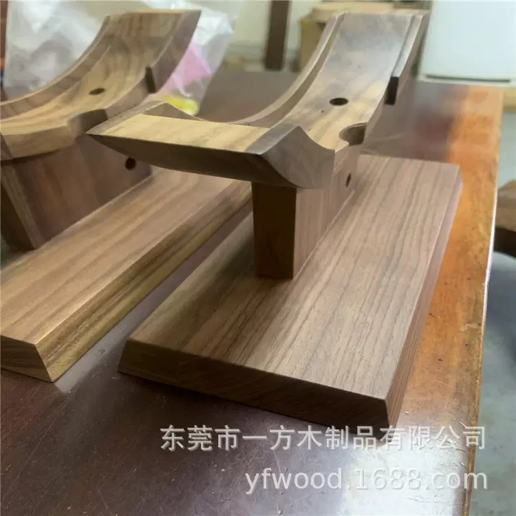 黑胡桃实木底座工艺摆件托架CNC雕刻加工可修色喷漆印LOGO