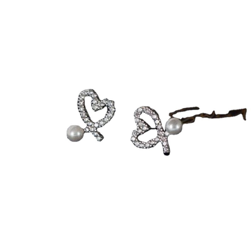 Pendientes de botón con circonitas y perlas para mujer chic_voghion.com