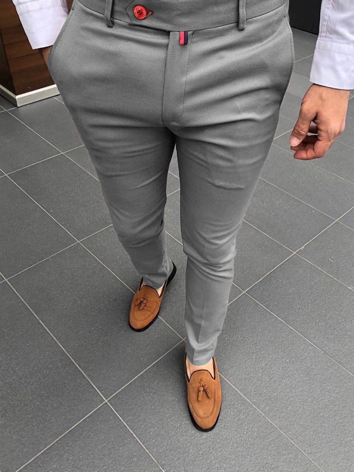 Heren nieuwe vintage dunne stijl rechte lange pak broek streetwear jogging potlood effen kleur broek heren zakelijke casual broek_voghion.com