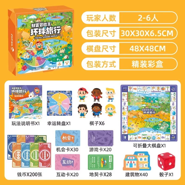 Fortune Adventure King-Global Travel (Preferred Gift-Foldable Chessboard-Wooden House)