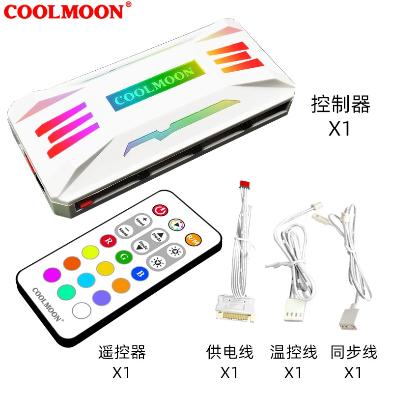 PWM Temperature Control Hub (CoolMoon) — Music Rhythm, 5V ARGB Sync, Remote, 10-Port