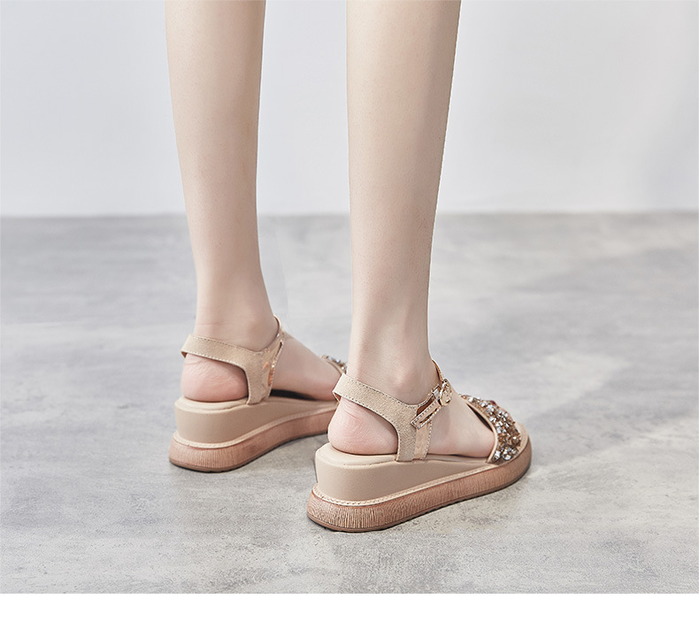 Giày sandal đế xuồng nữ đính đá thời trang — M298 màu đen chi tiết 18