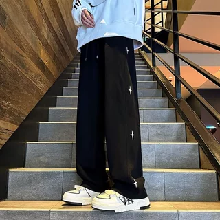 春秋季新款美式高街裤子男款潮牌常规百搭宽松直筒阔腿休闲裤潮流