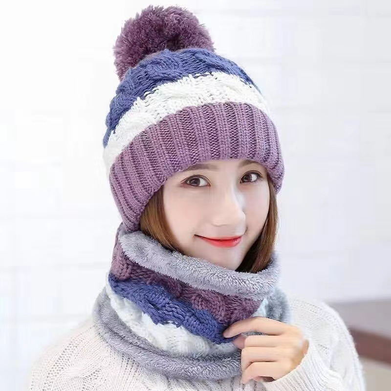 Women's Autumn Korean Style Thickened Warm Scarf Windproof Winter Cycling Ear Protection Knitted Hat Versatile_voghion.com