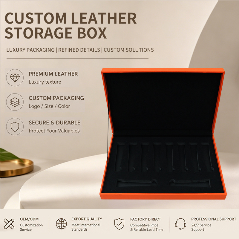 Oem Customized Orange Leather Beauty Gift Box with Multiple Slots and Logo Options, Exclusively for E-Commerce, Used for Storing Essence Pens Oem Customized Orange Leather Beauty Gift Box with Multiple Slots and Logo Options, Exclusively for E-Commerce, Used for Storing Essence Pens