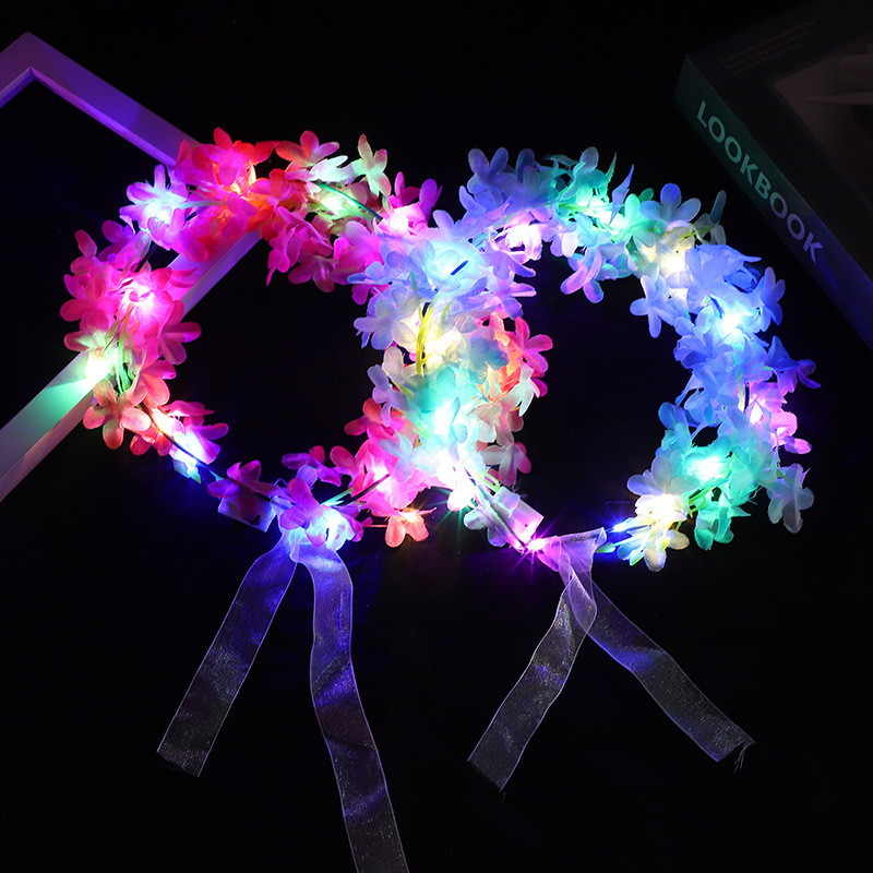 Mori nueva transfronteriza Hawaiana luminosa Garland accesorios para el cabello Súper diadema de hadas al aire libre punto escénico Foto Garland suministro