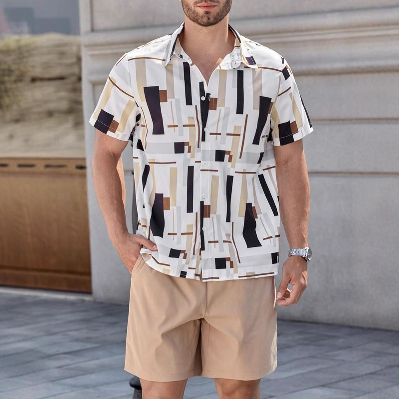 2025夏に国境を越えたアマゾン欧米の男性服のカジュアルなシャツの半袖パンツ|undefined