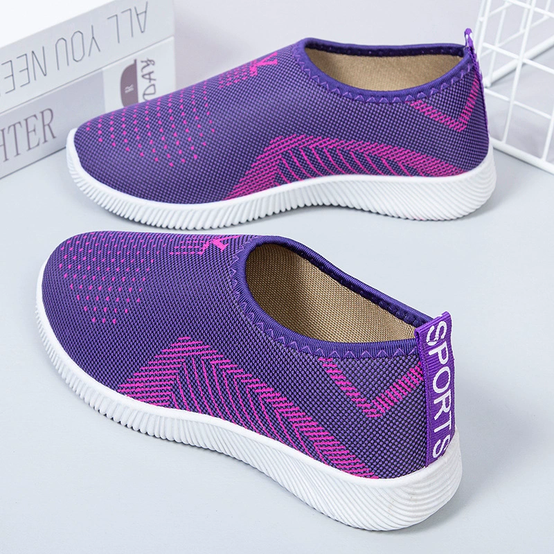 Slip‑on shoes for women, breathable knitted upper, lightweight non‑slip and wear‑resistant