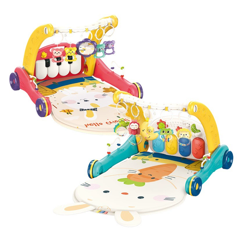 Многофункциональный ходунок-каталка 2-в-1 для новорожденных с пианино, музыкальный развивающий коврик для ползания и фитнеса, хит продаж для международного рынка