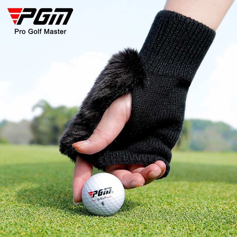 Găng tay nửa ngón golf PGM nữ giữ ấm lông thỏ giả đàn hồi cao — Một size