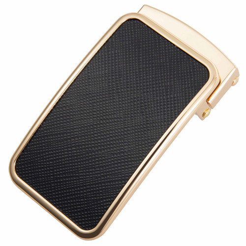 Smooth-tipped gold-colored gunmetal chromium-plated alloy buckle, with drilled leather strap, model LY36-25581