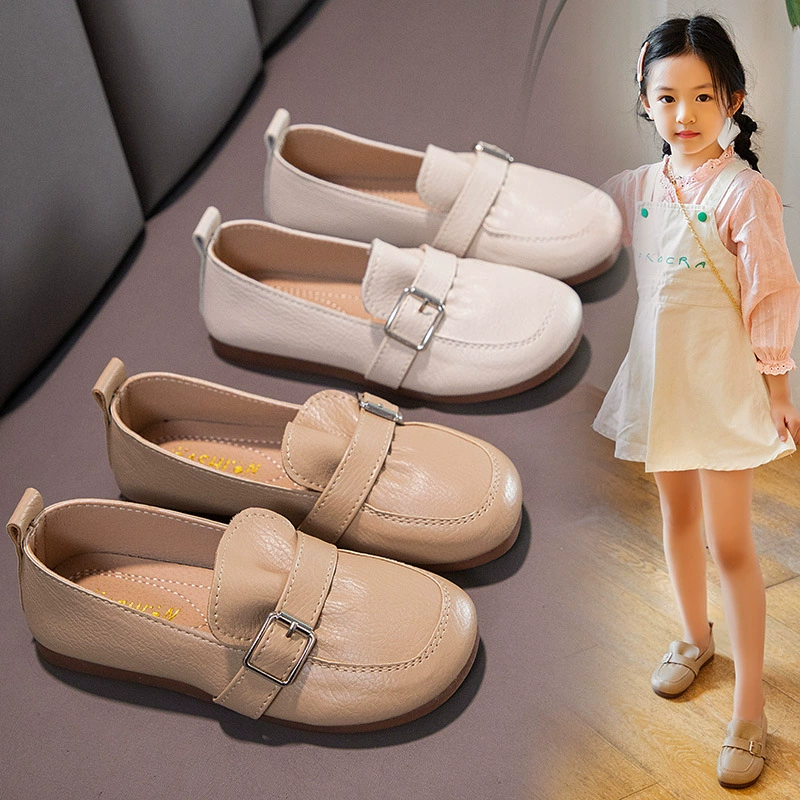 Детские кожаные туфли-лоферы для девочек, модель «Принцесса», осень 2024, новый корейский стиль, для детей постарше