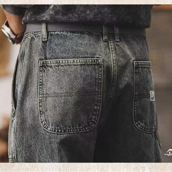 Estilo de Hong Kong hombres de moda verano nuevo estilo 2024 personalidad alfabeto jeans hip-hop ins marea calle alta tendencia pantalones guapos