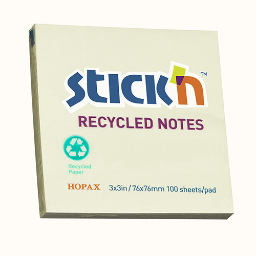 36505 친환경 재활용 종이 노트.76*76mm.노란색