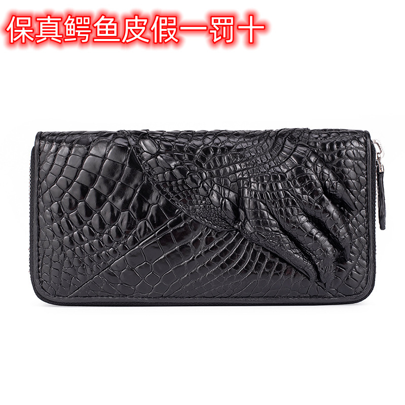 Factory Direct Supply Thai Crocodile Leather Clutch Men's Genuine Leather Business Casual Claw Zipper Bag Long Multi-Card Slot