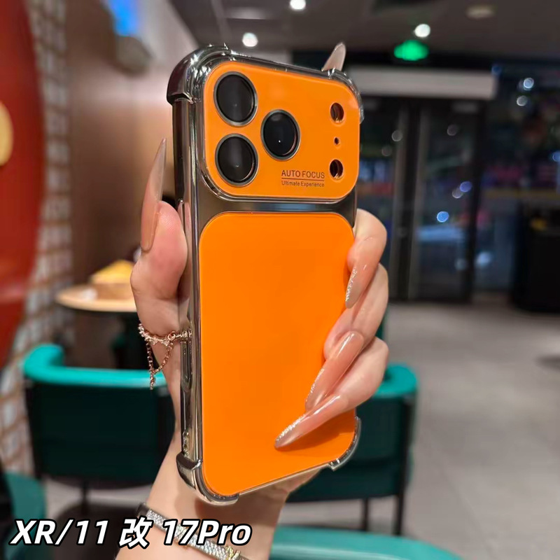 Suitable for Apple Xr Modified to 17Pro, Electroplated Silver Four-Corner Anti-Fall iPhone Xr Modified to 17Pro High-Quality Mobile Phone Case Suitable for Apple Xr Modified to 17Pro, Electroplated Silver Four-Corner Anti-Fall iPhone Xr Modified to 17Pro High-Quality Mobile Phone Case