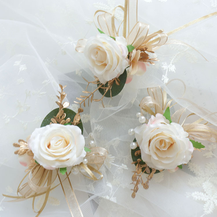 芸涵閣XS198シミュレーション花胸花手首花ビジネス祭り式襟花森系結婚式用品シャンパン|undefined