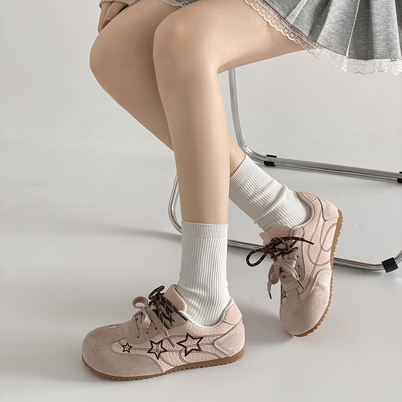Flat-Soled Height-Increasing German Training Shoes for Women, 2026 Spring Season, White Sneakers, German Training Shoes for Women, 2026 New Trendy Model Flat-Soled Height-Increasing German Training Shoes for Women, 2026 Spring Season, White Sneakers, German Training Shoes for Women, 2026 New Trendy Model