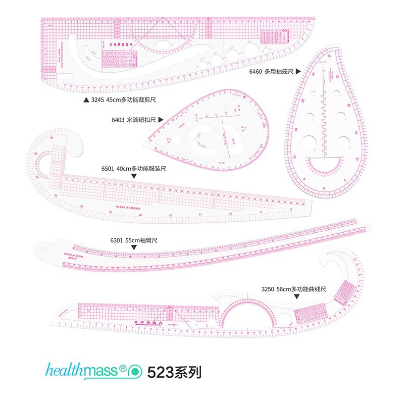 Nueva regla de corte de ropa del fabricante, regla de escala incorporada, regla de corte multifuncional, regla de coma, regla curva