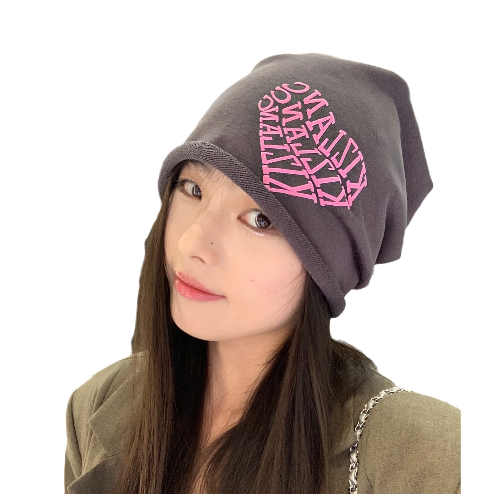 Granny Chen / sombrero Chica caliente amor amor letras pila sombrero otoño invierno calles versátiles muestran la cara pequeña gorra fría