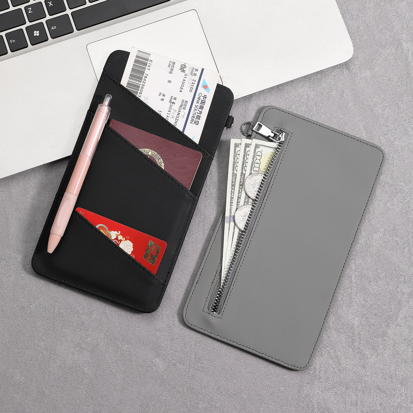 Transfronterizo nuevo RFID largo pasaporte bolsas de pasaporte multifuncional zipper bolsas de pasaporte comercio exterior