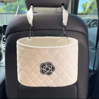 decoration supplies, Car storage bag/box - bucket-leather-white-camellia