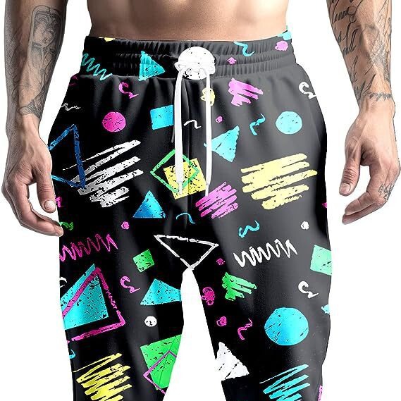 VVGETE 80 s Men's Clothing Jogging Pants, Casual Pants with Drawstring, 90 s Men's Clothing VVGETE 80 s Men's Clothing Jogging Pants, Casual Pants with Drawstring, 90 s Men's Clothing