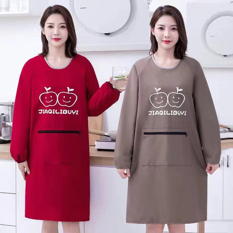 방수 작업복 여성용 긴팔 앞치마 가정용 주방 방수 및 내유성 요리 앞치마 작업 작업복