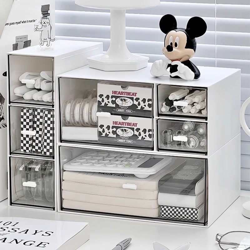 Desktop Storage Box Drawer-Type Acrylic Transparent Desk Stationery and Cosmetics Storage Rack Office Organization Box