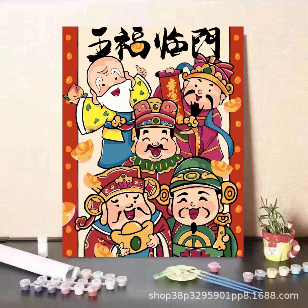 Lápiz pequeño Año Nuevo pintura al óleo digital diy relleno 2024 nuevo niño relleno pintado a mano pintura al óleo acrílico