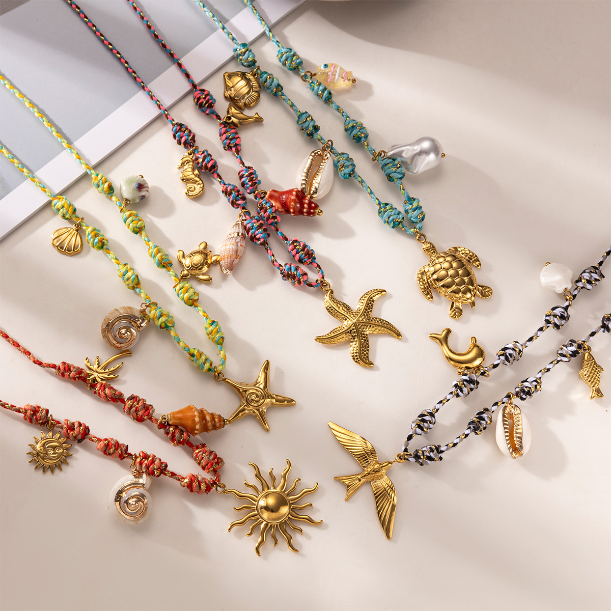 Tena Cross-border hilo de colores tejido collar de perlas reales mujer todo-fósforo animal colgante collar mujer sin decoloración joyería image 5