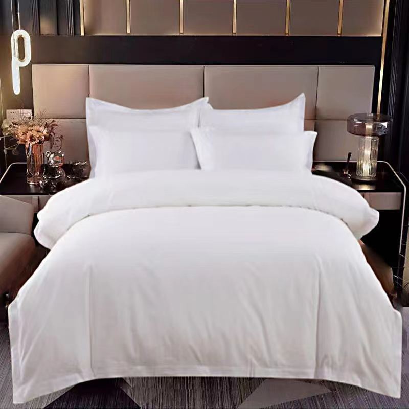 Hotel Bedding Hotel Inn Homestay 100% Cotton White Four-Piece Set Five-Star Hotel All-Cotton Four-Piece Set Comforter Sheet Set