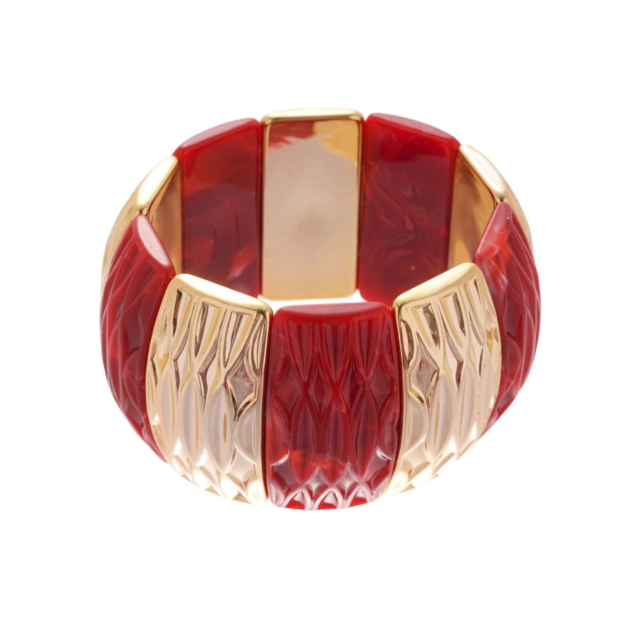 Pulsera de resina con degradado irregular rojo, estilo europeo y americano, diseño exagerado, joyería de lujo ligero y alta gama para mujer