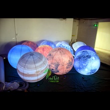 大型商场美陈场地装饰PVC充气升空月球模型景区打卡LED行星发光球