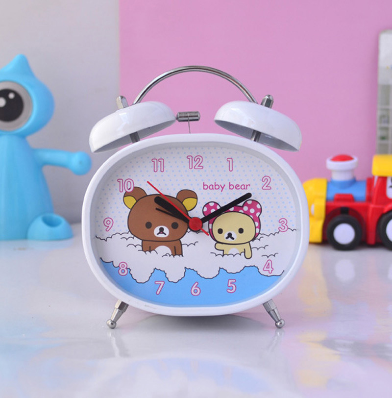 高档椭圆形打铃闹钟  3.5寸经典双铃闹钟 静音钟 夜灯