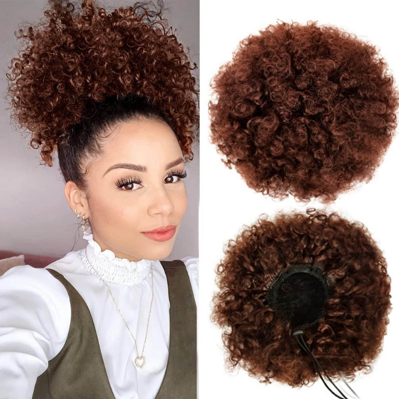 欧美非洲黑人爆炸头假发大发包蓬松卷Afro Puff Kinky Curly 假发|undefined