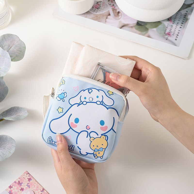 Cute Cartoon Portable Storage Bag for Girls, Student Sanitary Napkin Bag, Large Capacity