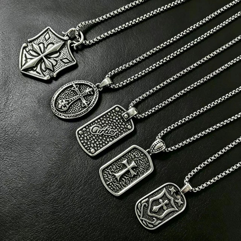 Vintage Lace Cross Titanium Steel Pendant for Men, Trendy Brand Stainless Steel Necklace Wholesale for Foreign Trade and European/American E-Commerce Vintage Lace Cross Titanium Steel Pendant for Men, Trendy Brand Stainless Steel Necklace Wholesale for Foreign Trade and European/American E-Commerce