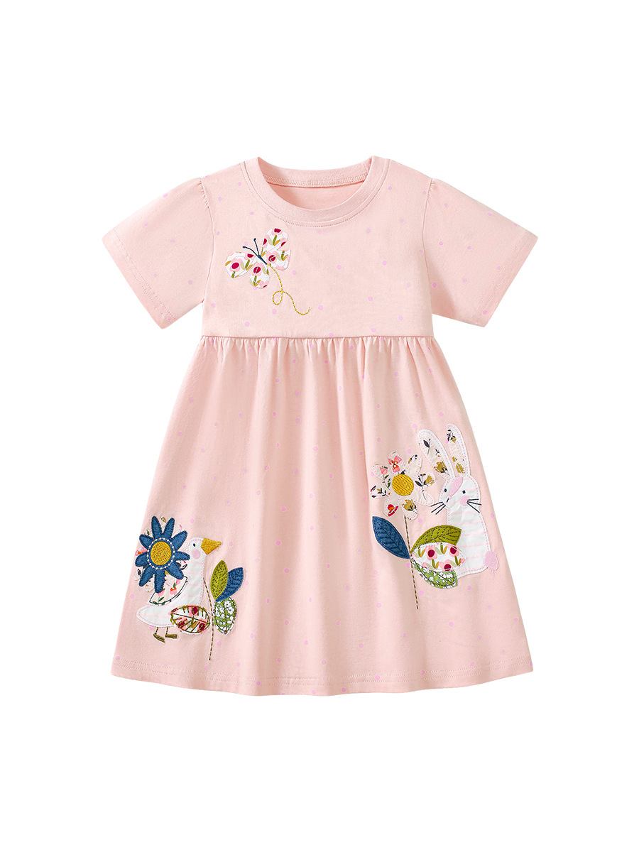 Personalizado Little maven verano estilo europeo y americano vestido de dibujos animados vestido de princesa infantil vestido de niña de mangas cortas