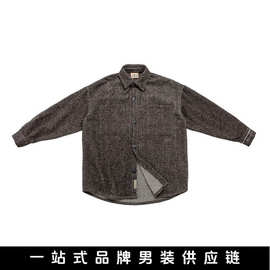 悟俗男装2025秋季新品系复古粗花毛呢宽松加厚休闲百搭衬衣外套男