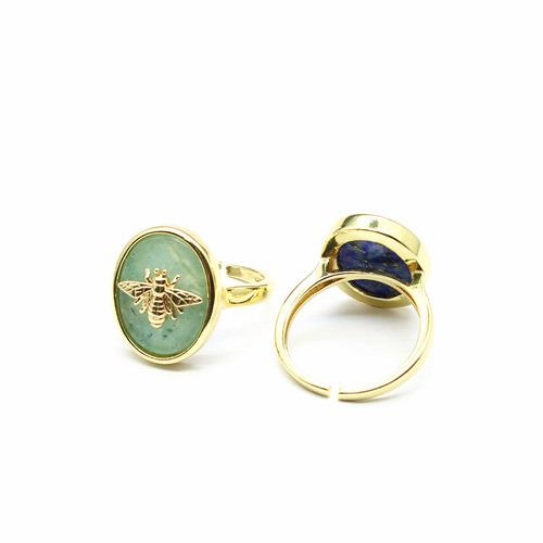 Foreign trade cross-border crystal wholesale ins style gold-plated little bee glitter stone ring live mouth ring