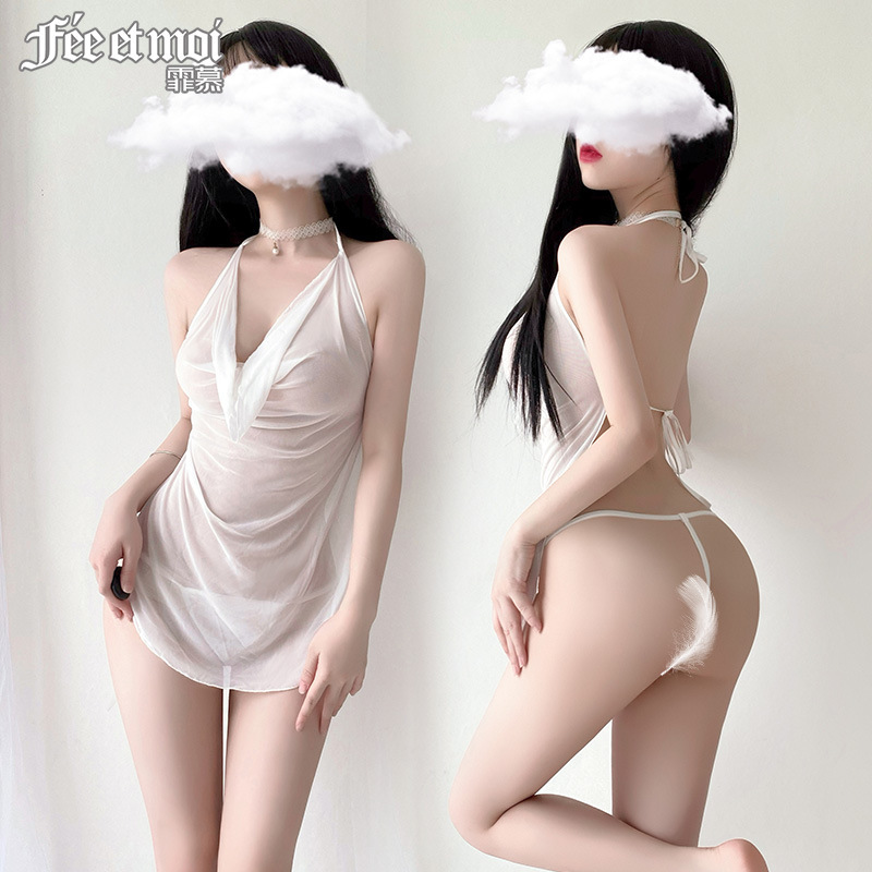 Feimu sexy underwear pure desire to seduce passion in bed without taking off straps bellyband suit transparent flirting uniform 7770