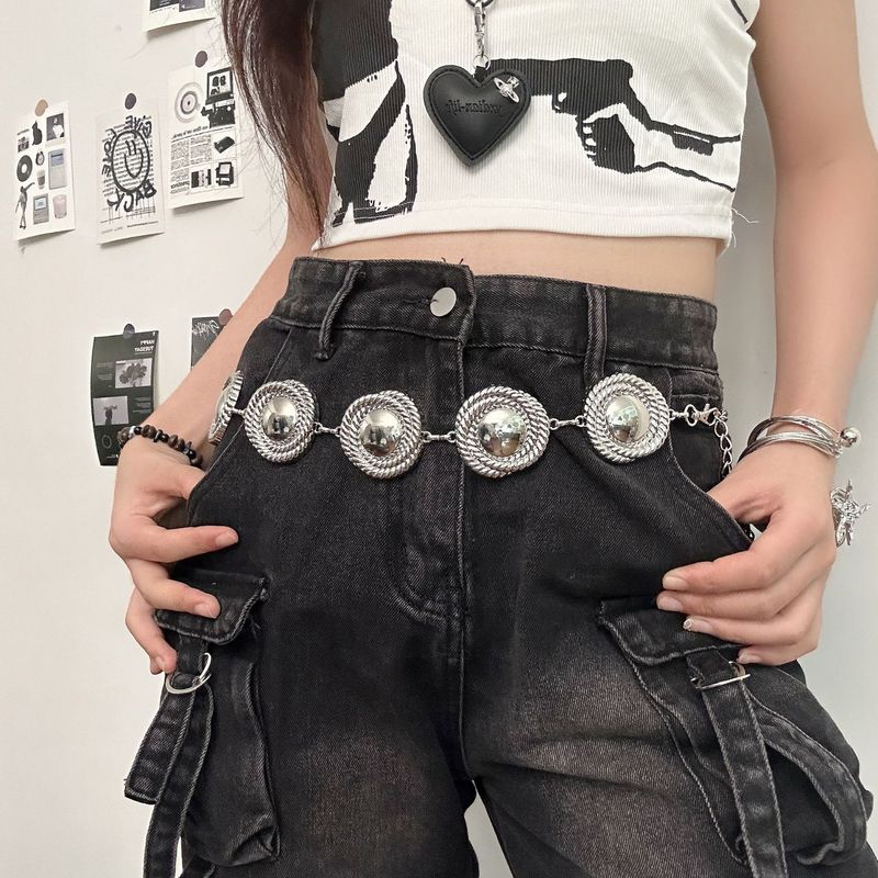 ボヘミアンスタイルの女性用ウエストチェーン、スカート付きのワイドメタルバージョン、新しいメタルリング、多用途のベルト、ドレスの装飾|undefined