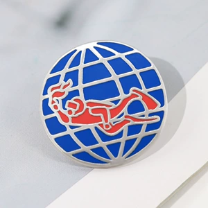 Padi Logo Enamel Brooch Red Diver Blue Earth Badge Scuba Diving Theme Backpack Accessories